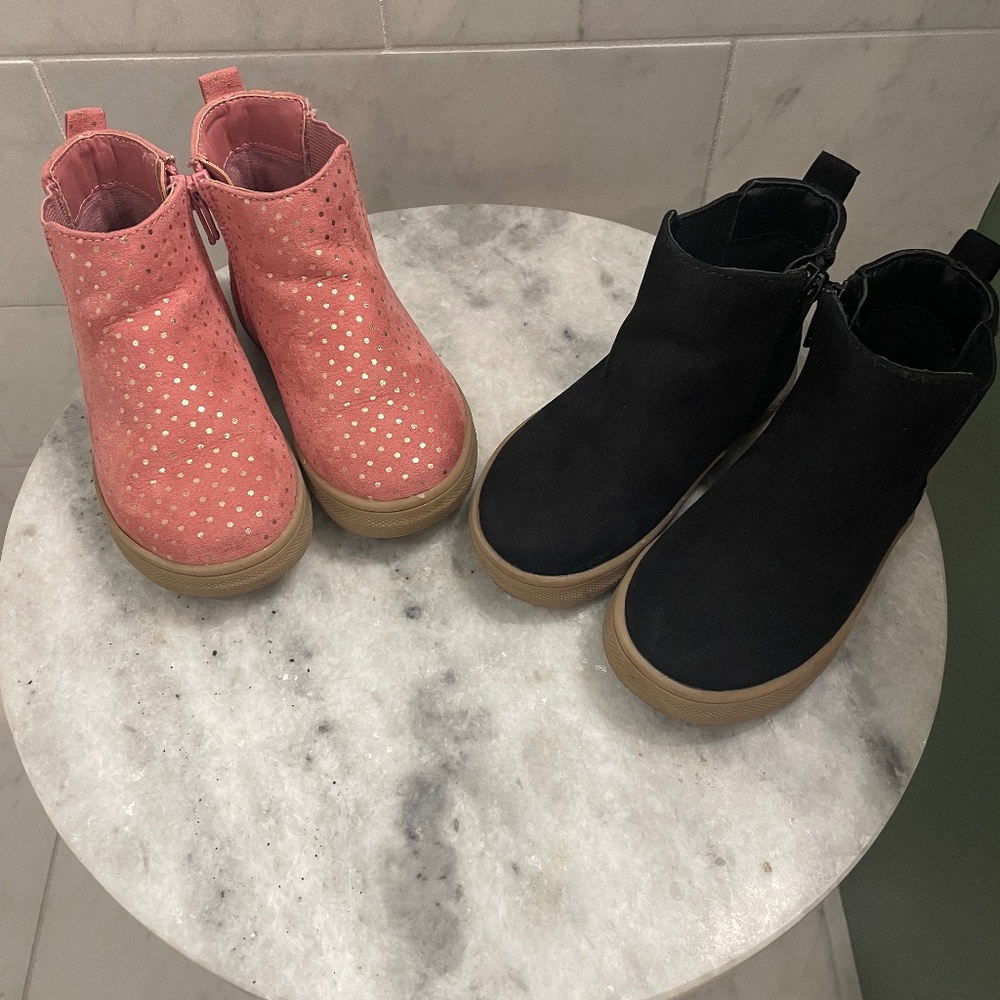 GAP Kids Pink Polka Dot & Black Chelsea Boots